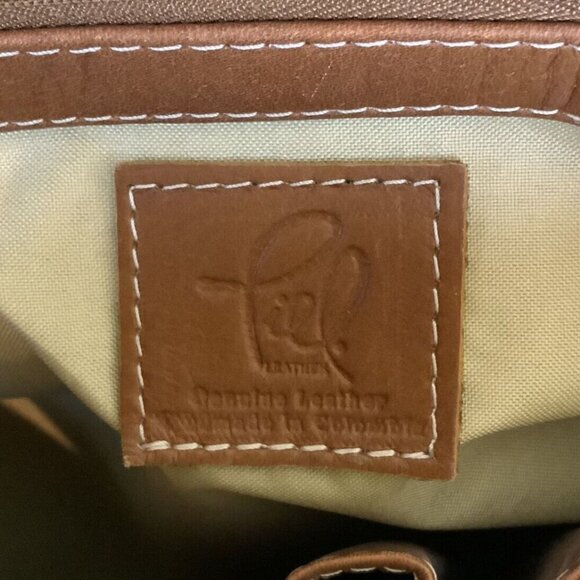 Piel Womens Leather Briefcase Tote Camel Laptop Bag Multiple Pockets Executive - Picture 7 of 10